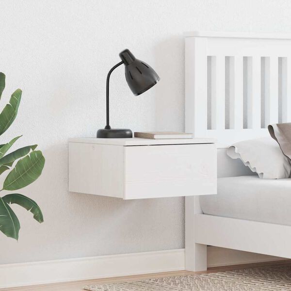 vidaXL Table de chevet Blanc 37 x 35 x 18,5 cm Bois massif en pin