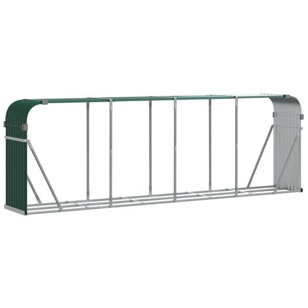 vidaXL Porte-bûches Vert 300x45x100 cm Acier galvanisé