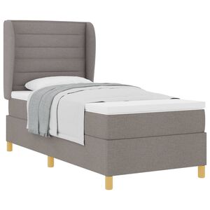vidaXL Lit &agrave; ressorts avec matelas gris fonc&eacute; 90x190 cm Taupe tissu