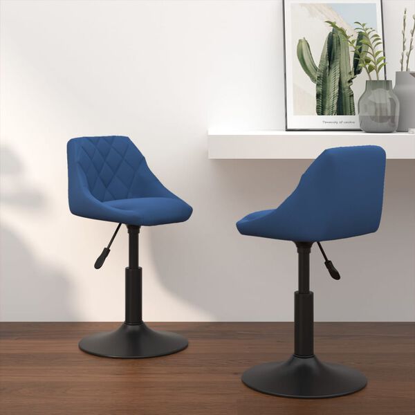 vidaXL Chaises pivotantes &agrave; manger lot de 2 bleu velours