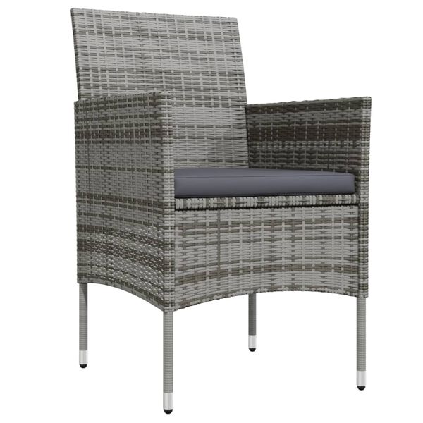 vidaXL Ensemble &agrave; manger de jardin coussins 7pcs Gris et noir