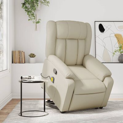 vidaXL Fauteuil inclinable de massage Crème Similicuir