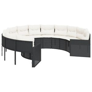 vidaXL Canap&eacute; de jardin avec coussins rond noir r&eacute;sine tress&eacute;e