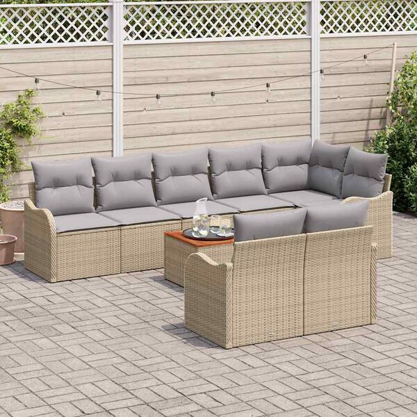 vidaXL Ensemble de canap&eacute; de jardin 9 pcs Beige et Gris clair