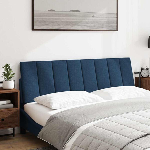 vidaXL Coussin de t&ecirc;te de lit Hanko bleu 160 cm tissu