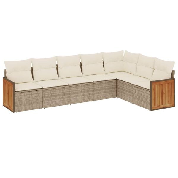 vidaXL Salon de jardin avec coussins 7 pcs beige r&eacute;sine tress&eacute;e