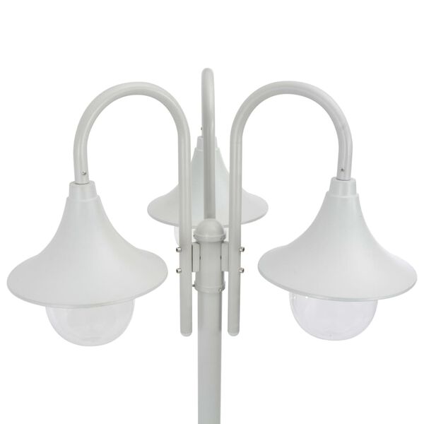 vidaXL Lampadaire de jardin E27 220 cm Aluminium 3 lanternes Blanc