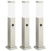 vidaXL Bornes lumineuses avec d&eacute;tecteur lot de 3 50 cm acier inoxydable IP44