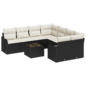 vidaXL Ensemble de canap&eacute; de jardin 9 pi&egrave;ces 8-Nombre de places Noir