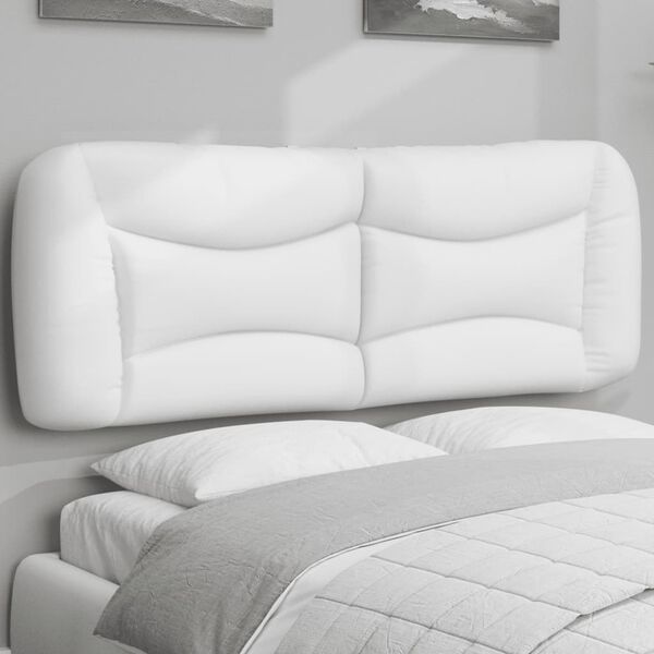 vidaXL Coussin de t&ecirc;te de lit Hvar blanc 140 cm similicuir
