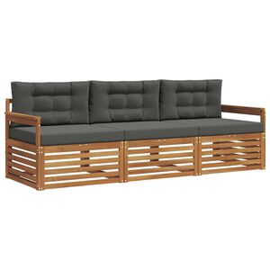 vidaXL Ensemble de canap&eacute;s d'ext&eacute;rieur 3 pcs Naturel et Anthracite