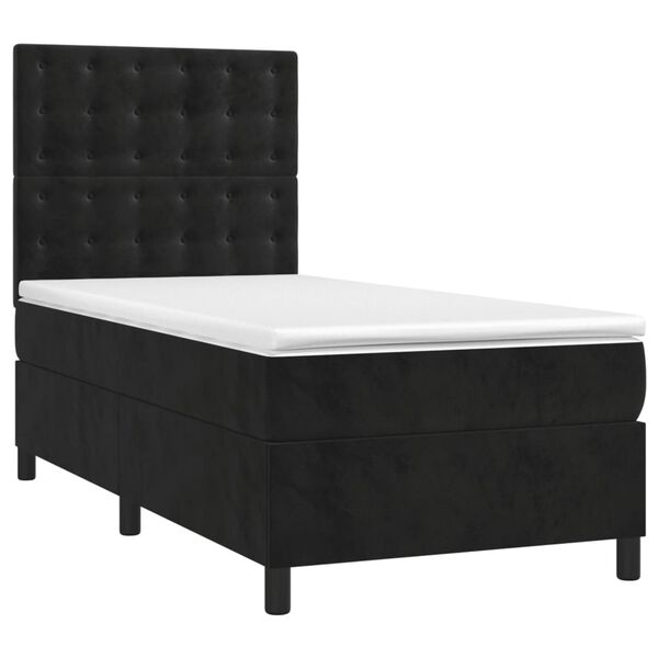 vidaXL Sommier &agrave; lattes de lit avec matelas Noir 100x200 cm Velours