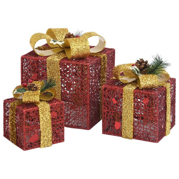 vidaXL Boîtes-cadeaux de Noël décoratives 3 pcs Extérieur Intérieur