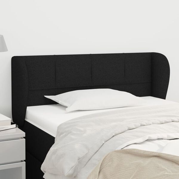 vidaXL T&ecirc;te de lit avec oreilles Noir 83x23x78/88 cm Tissu