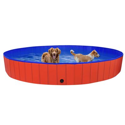 vidaXL Piscine pliable pour chiens Rouge 300x40 cm PVC