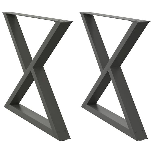 vidaXL Pieds de table à manger 2 pièces Anthracite 90 x (72-73,3) cm Acier
