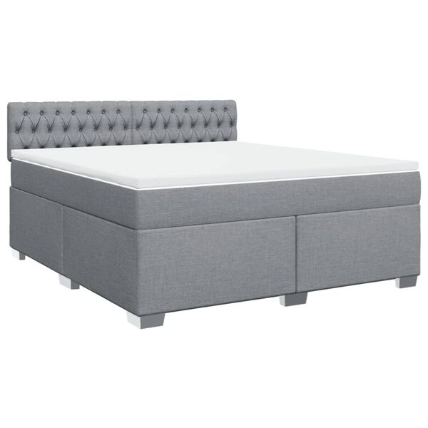vidaXL Sommier &agrave; lattes de lit avec matelas Gris clair 180x200cm Tissu