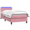 vidaXL Sommier &agrave; lattes de lit avec matelas et LED rose 100x220 cm velours