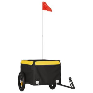 vidaXL Remorque de v&eacute;lo noir et jaune 30 kg fer