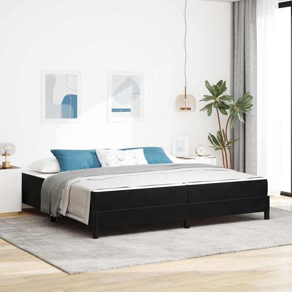 vidaXL Lit &agrave; ressorts avec matelas Noir 200 x 200 cm tissu
