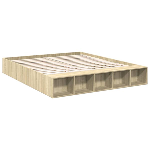 vidaXL Cadre de lit sans matelas ch&ecirc;ne sonoma 200x200 cm