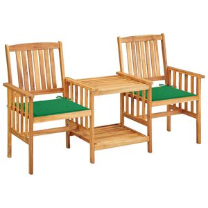 vidaXL Chaises de jardin avec table &agrave; th&eacute; et coussins Acacia solide
