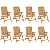vidaXL Fauteuils pliants inclinables, 8 pi&egrave;ces, en bois massif de teck