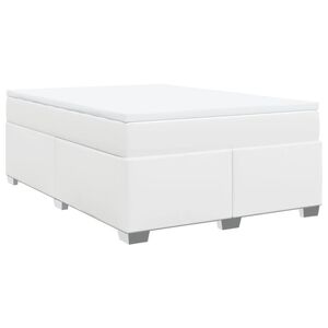 vidaXL Sommier &agrave; lattes de lit avec matelas Blanc 140x190cm Similicuir