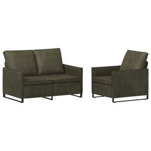 vidaXL Ensemble de Canap&eacute;s 2 pcs Vert arm&eacute;e Tissu en su&egrave;de synth&eacute;tique