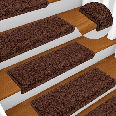 vidaXL Tapis d'escalier 10 pcs 65x21x4 cm Marron