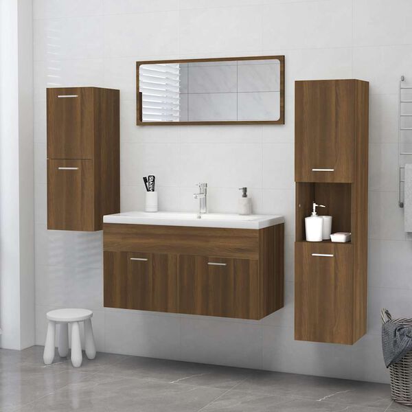vidaXL Armoire de bain Ch&ecirc;ne marron 30x30x130 cm Bois d'ing&eacute;nierie