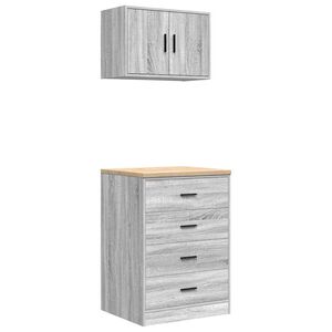 vidaXL Armoires de garage 2 pcs sonoma gris bois d'ing&eacute;nierie