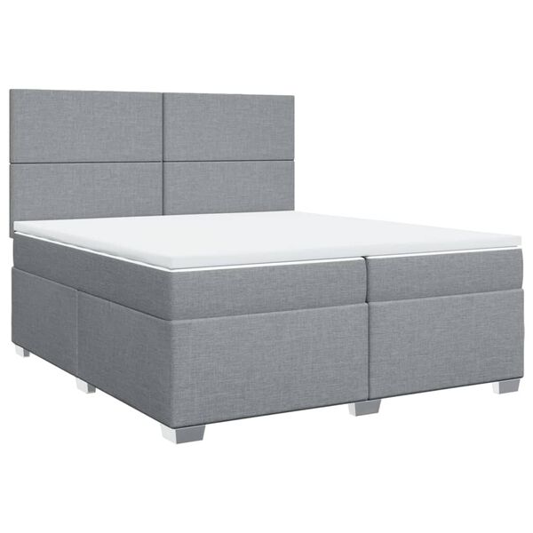 vidaXL Sommier &agrave; lattes de lit avec matelas Gris clair 200x200cm Tissu