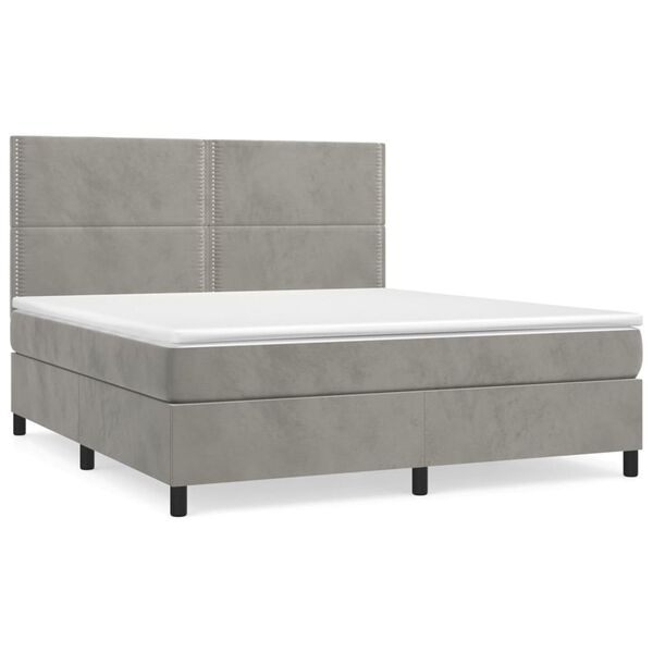 vidaXL Sommier &agrave; lattes de lit et matelas Gris clair 180x200cm Velours