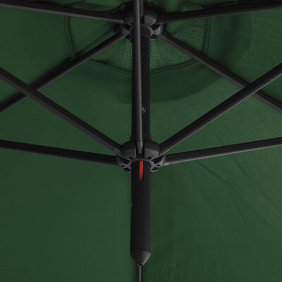 vidaXL Parasol double avec mât en acier Vert 600 cm