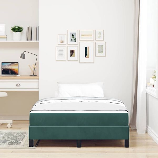 vidaXL Lit &agrave; ressorts avec matelas Vert fonc&eacute; 120 x 200 cm tissu