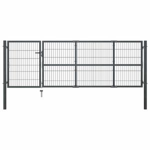 vidaXL Portail de jardin avec poteaux en acier 350 x 100 cm anthracite