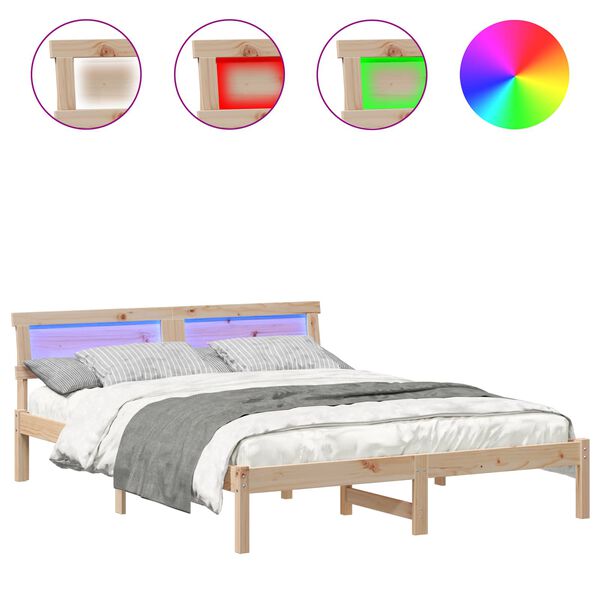 vidaXL Cadre de lit avec t&ecirc;te de lit Marron 140 x 200 cm Pin massif