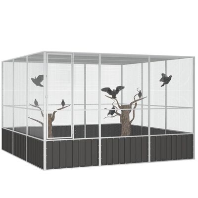 vidaXL Cage à oiseaux Anthracite 302,5x324,5x211,5 cm Acier galvanisé