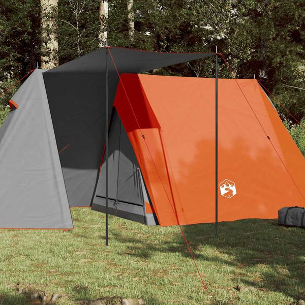 vidaXL Tente de camping 3 personnes gris et orange imperméable