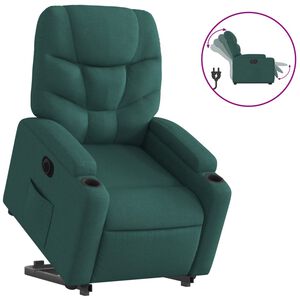vidaXL Fauteuil inclinable &eacute;lectrique vert fonc&eacute; tissu