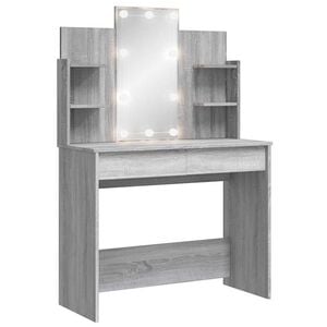 vidaXL Coiffeuse avec lumi&egrave;res LED sonoma gris 96x40x142 cm
