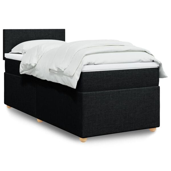 vidaXL Sommier &agrave; lattes de lit avec matelas Noir 100x200 cm Tissu