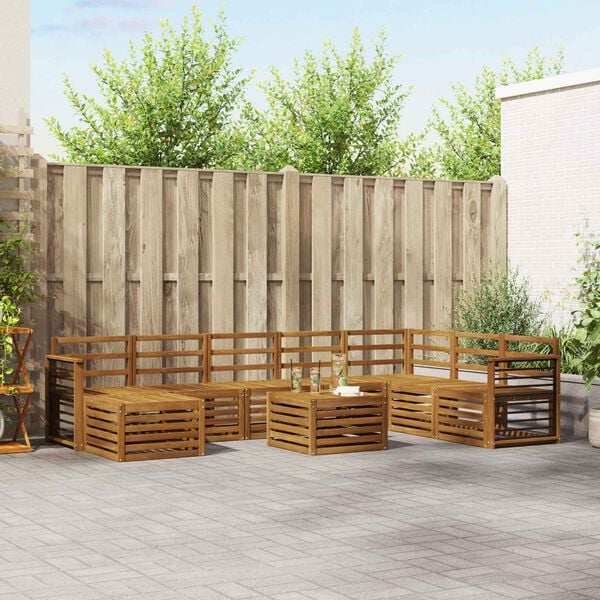vidaXL Ensemble de canap&eacute; d'angle 9 pcs Naturel Bois d'Acacia Massif