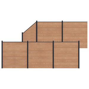 vidaXL Ensemble de Cl&ocirc;ture 6 pcs 965 x 186 cm WPC et Aluminium Marron