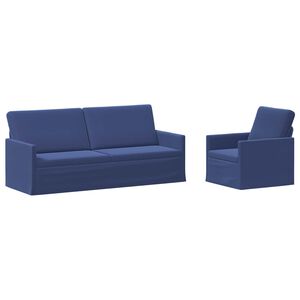 vidaXL Ensemble de Canap&eacute;s 2 pcs Bleu police Velours (V)