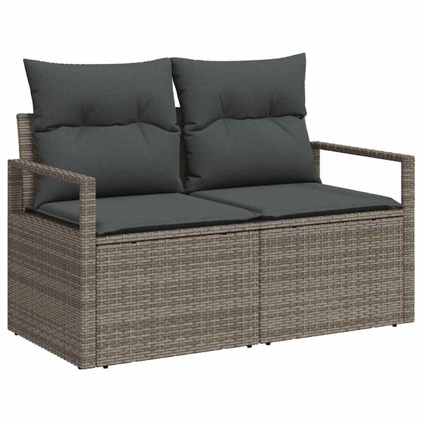 vidaXL Ensemble de canapé de jardin avec coussin 9 pcs Gris et marron