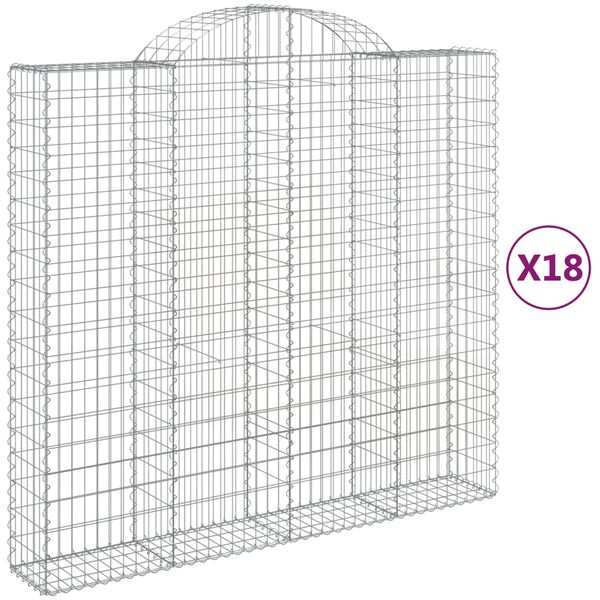 vidaXL Paniers &agrave; gabions arqu&eacute;s 18 pcs 200x50x180/200 cm Fer galvanis&eacute;