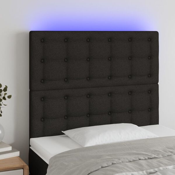 vidaXL T&ecirc;te de lit &agrave; LED Noir 90x5x118/128 cm Tissu