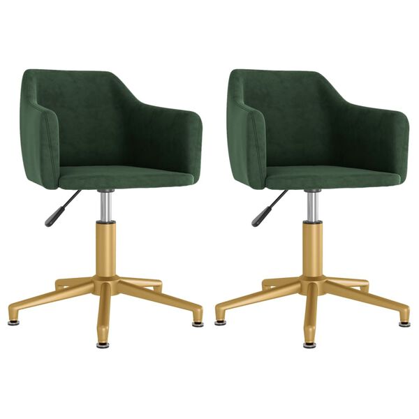 vidaXL Chaises pivotantes &agrave; manger lot de 2 Vert fonc&eacute; Velours